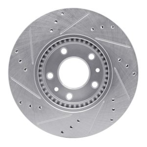 Ford Fusion Brake Rotor (1) - Front Right - R1 Concepts - Drilled & Slotted - Silver - `06-`13